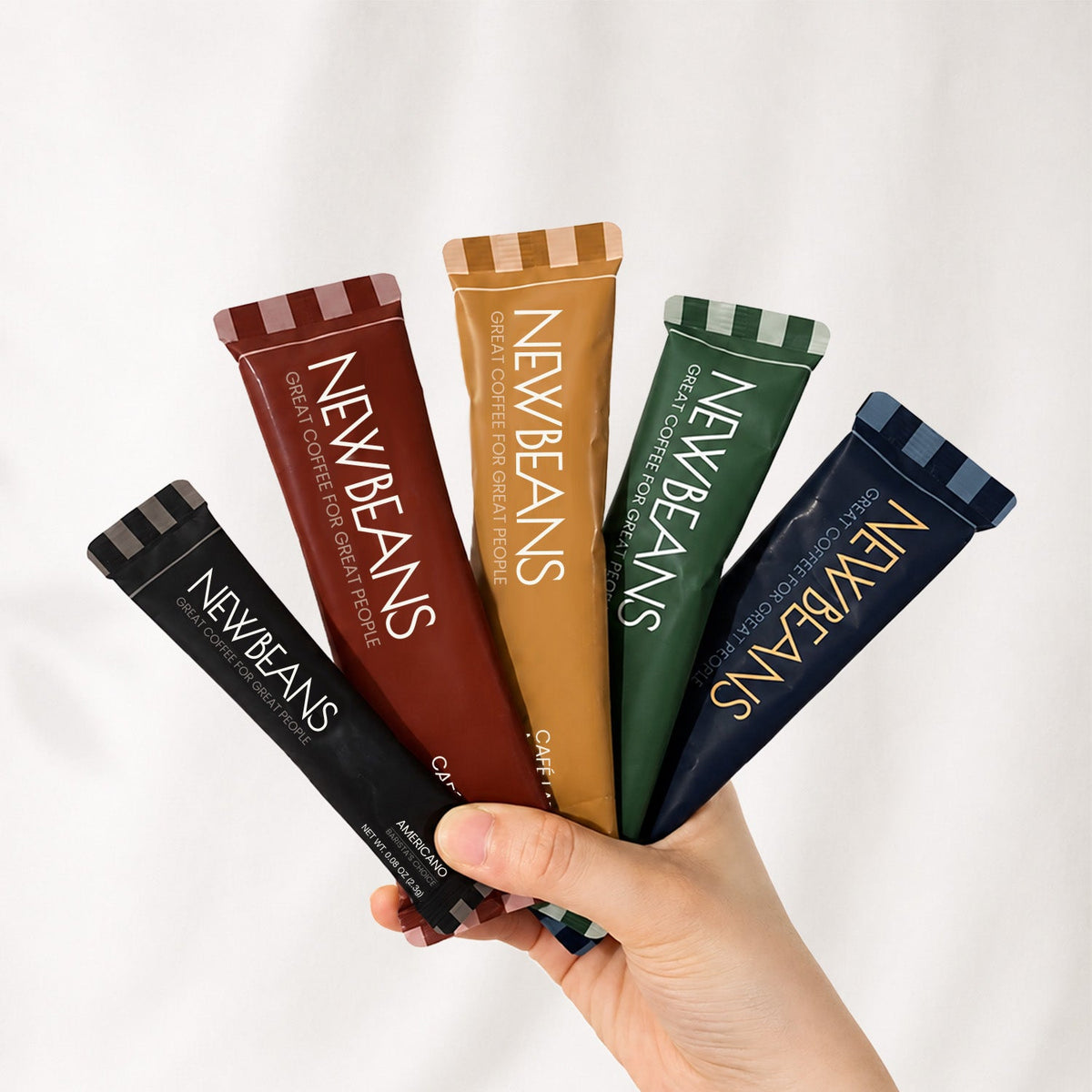 All five Newbeans flavors shown together