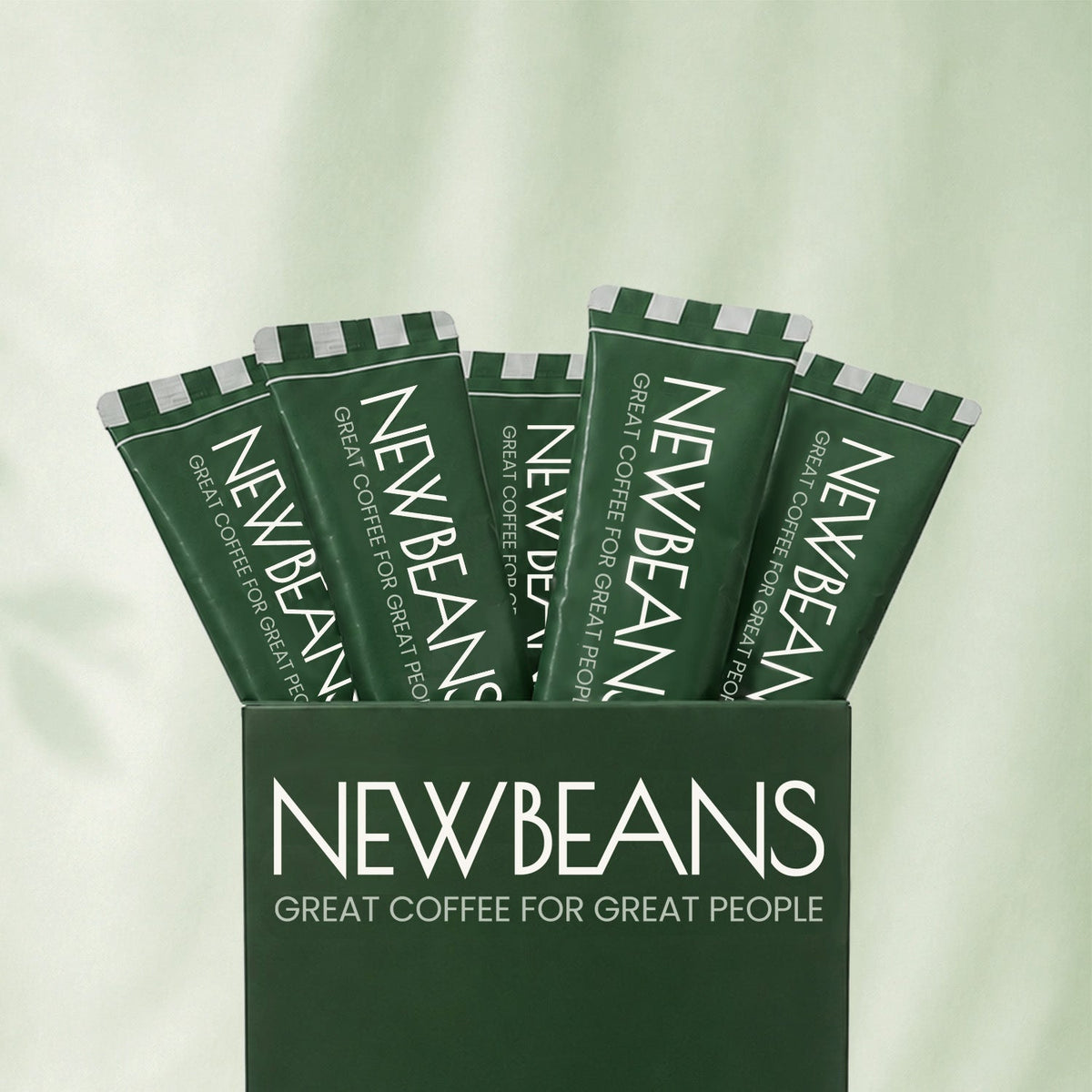 Newbeans Matcha sticks standing in the opened box
