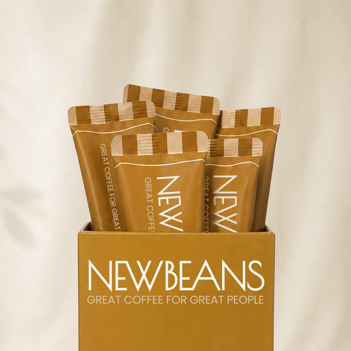 Newbeans Café Latte No Sugar sticks standing in the opened box